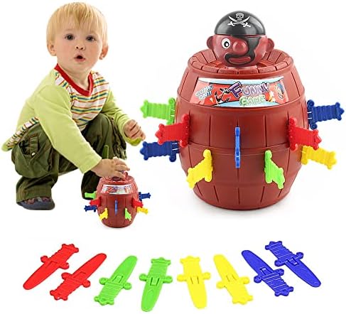 NAVESO Mini Pirata Pop-Up, Giochi Montessori per Bambini, Barile dei Pirati Gioco da Tavolo Dazione Classico, Gioco di Società Giocattoli Educativi per Bambini Famiglia e Feste