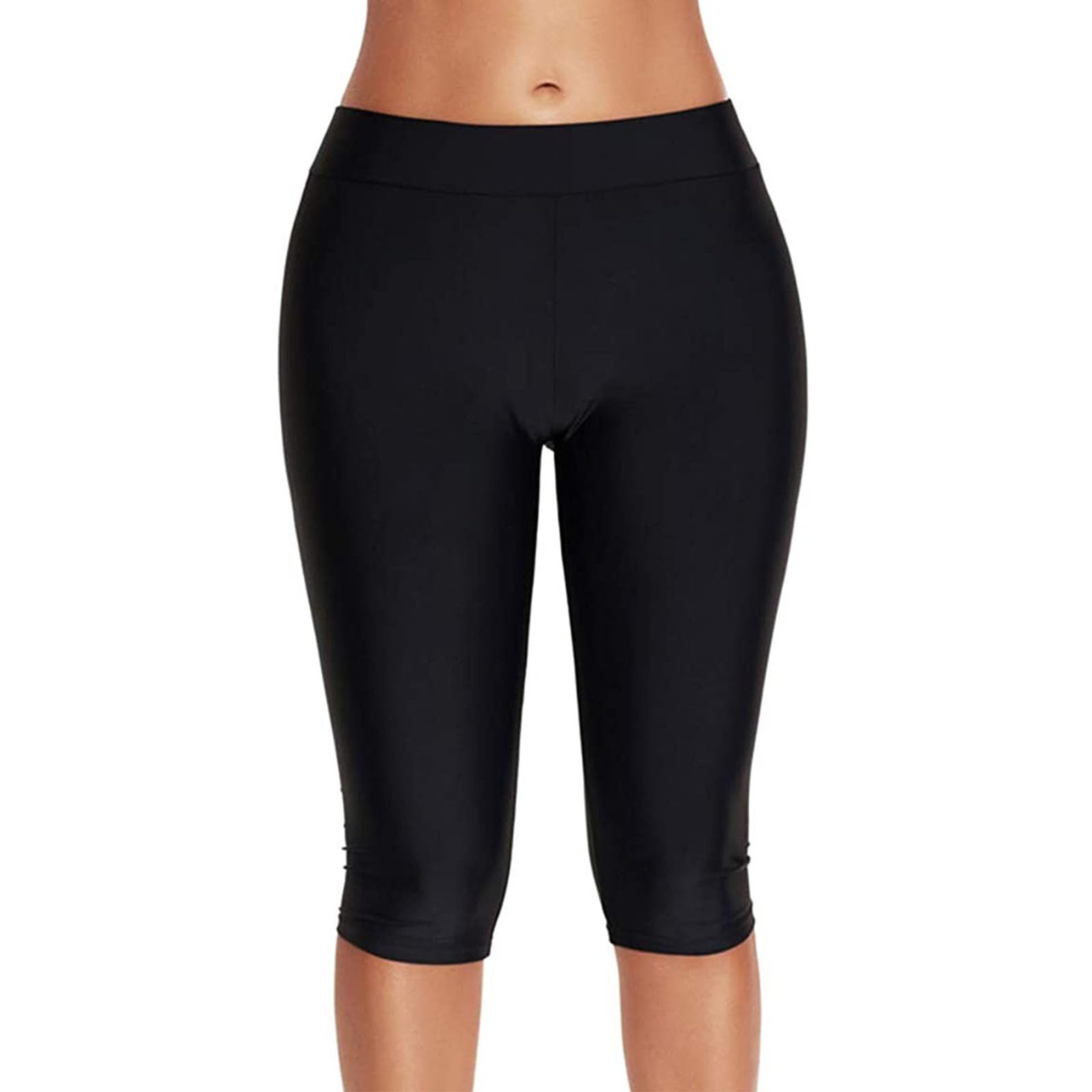 Legging de bain long taille haute pour femme - Collants de course 3/4 - Coupe ajustée - Taille élastique