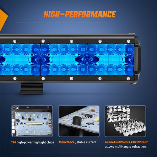 Image of Nilight 20 Inch LED Light Bar Blue Triple Row 420W Spot & Flood Combo 42000LM Driving Boat Off Road Lights Fishing Hunting Emergency Safety Lights for UTV Pick-up Van Tractor
