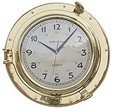 Maße: Durchmesser ca. 40 cm. linoows Bullaugen-Uhr, Schiffsuhr, Wanduhr, Große Kapitänsuhr aus Messing Ø 40 cm