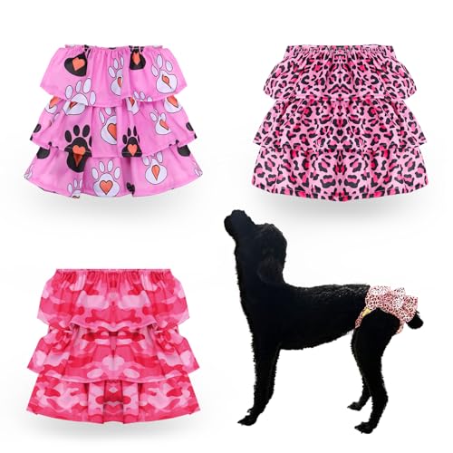 Image of Cathy Doll 3 Pack Premium Reusable Washable Dog Diapers for Female Dogs in Heat Period Incontinence Puppy Training Highly Absorbent Leak-Proof Durable Pink (XL)