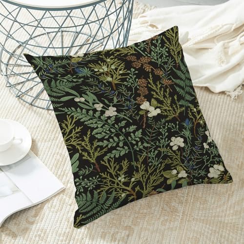 Image of Spring Pillow Covers 22x22 Inch Set of 2,Black Sage Green Wild Flower Plant Throw Pillows Case,Seasonal Vintage Floral Outdoor Decorative Linen Farmhouse Decor Cushion Covers for Sofa Bed Couch