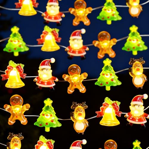 TZEKING 3M 30LED Weihnachtsdeko Lichterkette,Weihnachtsmann Elch...