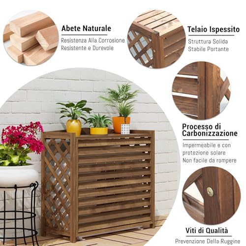 Miniatura 4 de Cubierta Aire Acondicionado Exterior Madera Cubre Aire Acondicionado Exterior Protector Aire Acondicionado Proteger Del Sol Y La Lluvia Funda Aire Acondicionado Balcon Estanteria Para Plantas 100x44x9