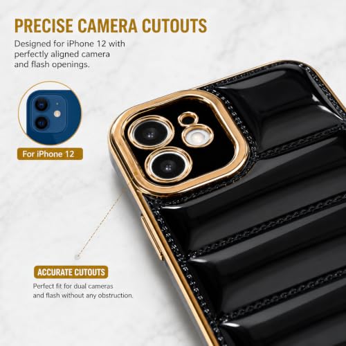 Image of TELETEL for Apple iPhone 12 Premium Shiny Soft Silicon Designer Back Cover Case for for Apple iPhone 12 (Black)