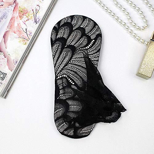 Women Sheer Transparent Lace Embroidery Panel Crystal Sparkly Socks 5 Pack3