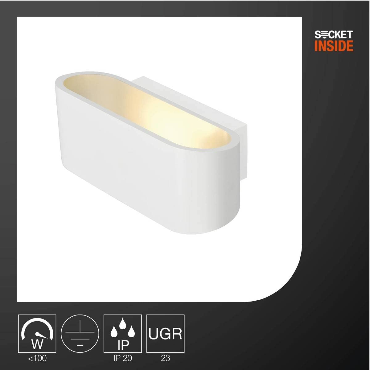 SLV OSSA 180 Wandleuchte – Moderne LED Innenlampe Mit Up- & Down-Light, R7S-Fassung, Für Flur & Treppen, Schwarz/weiß/aluminium