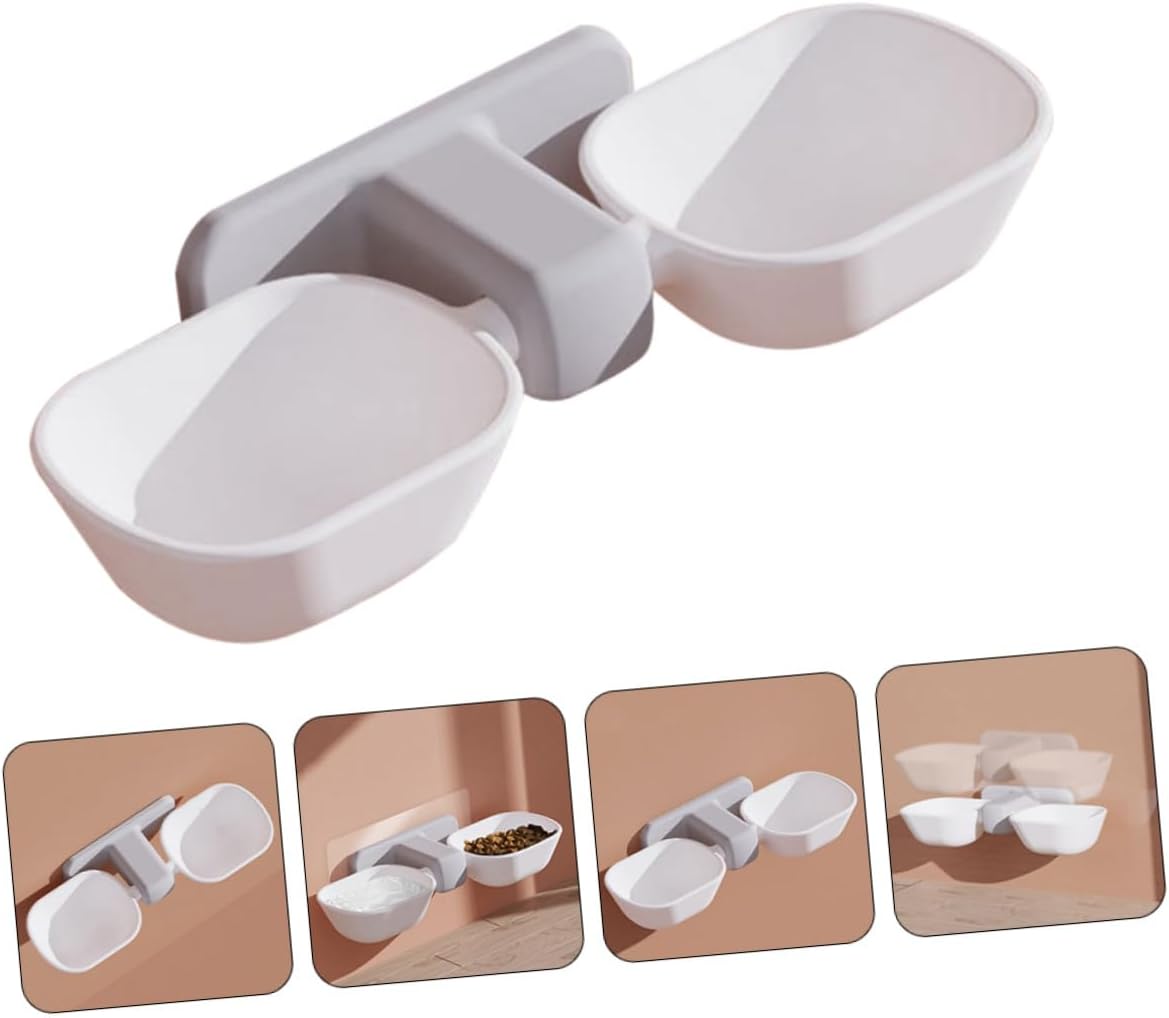 BESPORTBLE Automatic Cat Water Feeder Pet Food Bowl Dual Feeding Bowl Wall-Mounted Pet Feeder