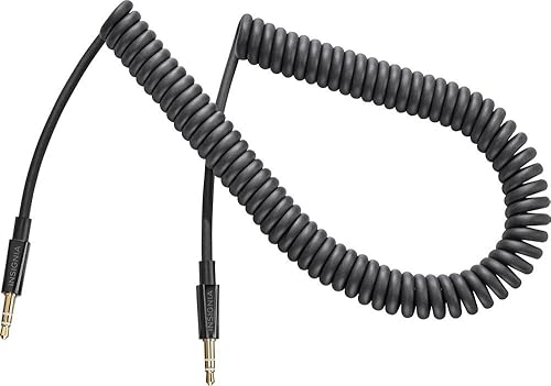 INSIGNIA Cable de audio auxiliar en espiral de 9 pies de 0.138in, color negro