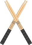 MUSO Bâtons à tambour premium - Bois Hickory Amérique durable et de haute qualité avec poignée en caoutchouc antidérapant, idéal pour les drummers de tous niveaux, parfait pour les tambours, la percussion et la pratique – 5A, 7A, 5B (5A-2pack)
