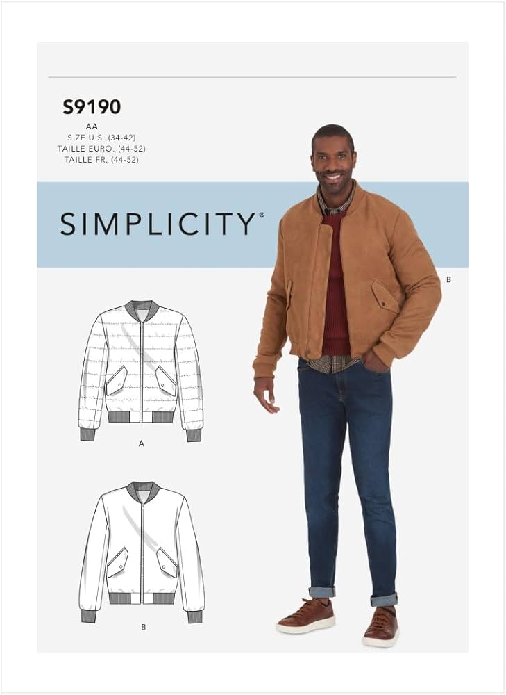 Amazon.com: Simplicity Sewing Pattern SS9190AA Men's Bomber Style