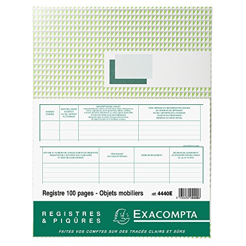 EXACOMPTA Registre 32x24cm Objets mobiliers Spécial brocanteurs et antiquaires 100 pages - vue 4