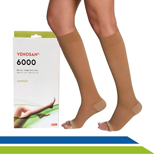 Meia Média Compressão 20-30 mmHg Venosan 6000 3/4 de Pé Aberto ou Fechado Circulação Sanguínea Viagens Gestação Varizes