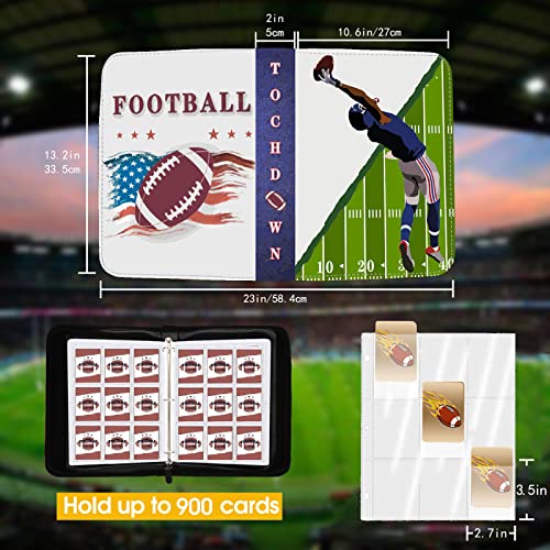 Football Card Binder With Sleeves, 900 Pocket Football Card Holder For Trading Cards Sports Cards Folder Football Collector Album 3-Ring Binder Book Storage Case For Boys And Girls Kids Gift #TOP2