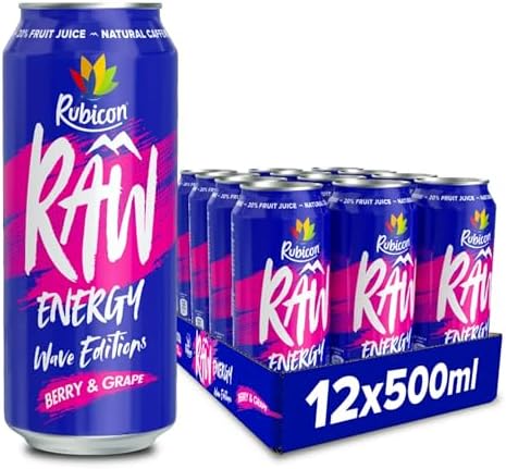 Rubicon Raw Berry Grape Energy Drink, 12 Pack, 500ml Cans