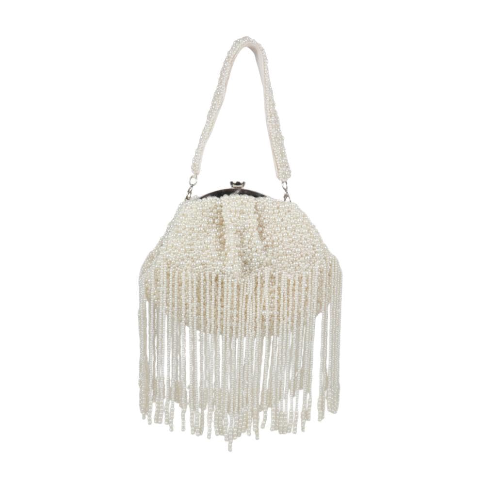 White Velvet Embellished Women Clutch-image-47