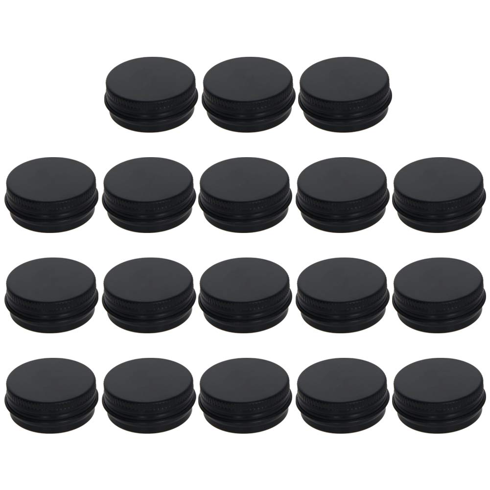 Jutagoss 1/2 oz Round Aluminum Cans, Tin Can Screw Top Metal Lid Containers for Lip Balm, Crafts, Cosmetic, Candles, Candies, black 15ml 18pcs