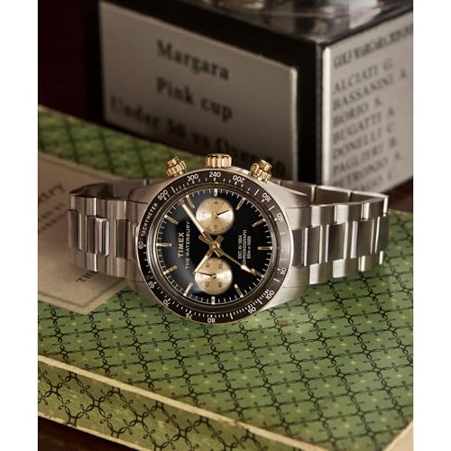 Image of TIMEX Waterbury Heritage Analog Black Round Dial & Silver Stainless Steel Bracelet Band Water Resistant Men's Wrist Watch - TW2Y24000IK