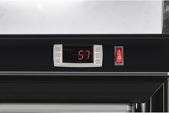 Merchandiser Refrigerator with 2 Glass Doors, 31 cu ft Beverage Display Cooler, Upright Fridge with LED Lighting, Adjustable Shelves for Beverages, Beer and Drinks, Swing Door, Black