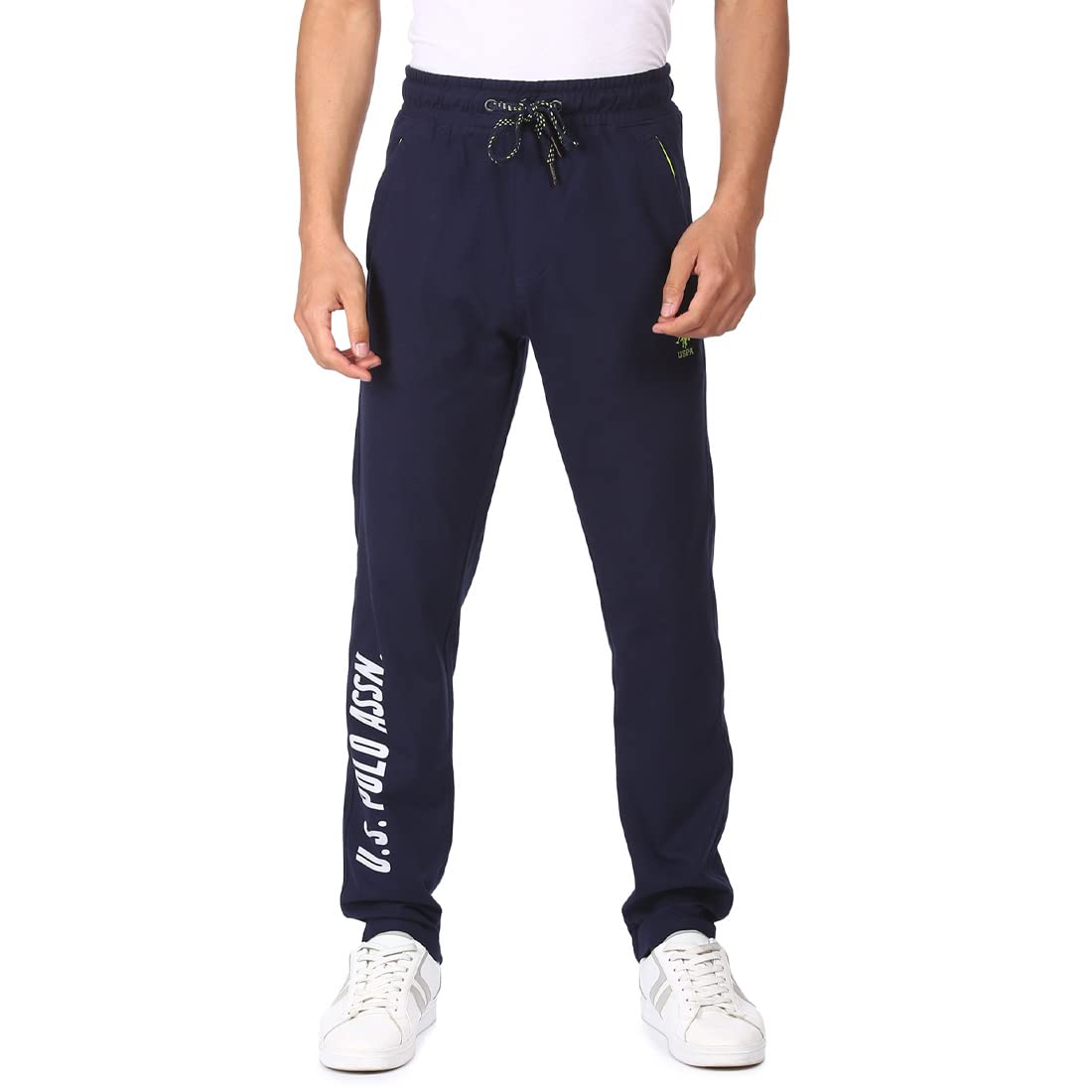 u.s. polo assn. Men's Regular Fit Mid Rise Drawstring Waist Brand Print Lounge Regular Track Pants - Pack of 1-picture-24