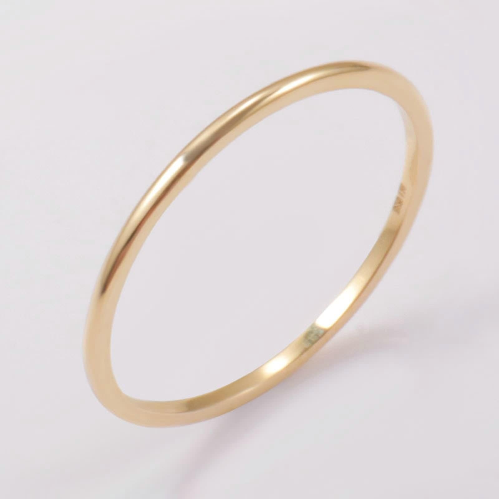 Anillo de boda de oro real Au 375/585/750, anillo de boda, anillo apilable fino para parejas, oro 9 K/14 K/18 K, sin alergias