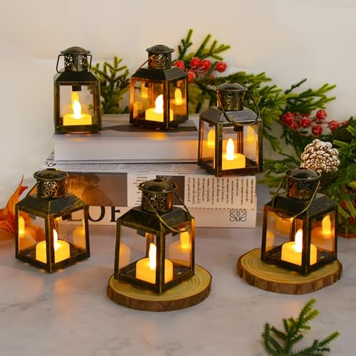 Farol de vela dorado LED pequeño para decoración de mesa segura de boda
