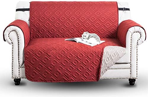 Hafaa Sofa Cover 3 Seater - Waterproof Reversible Sofa Slipcovers with Adjustable Elastic Straps and Hooks Embossed Quilted Couch Covers Furniture Sofa Protectors from Pets, Black & Grey