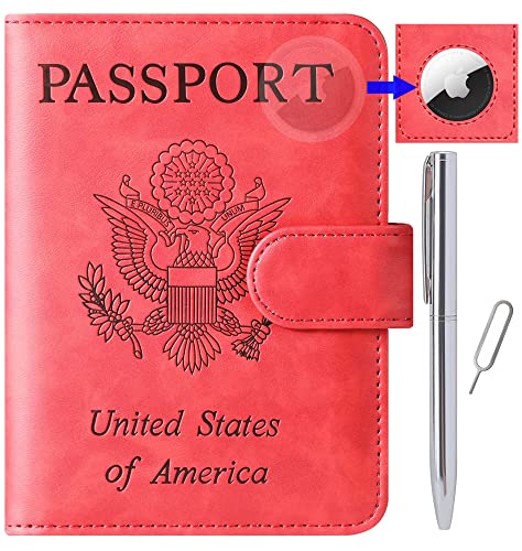 Image of Airtag Passport Holder for Travel Essentials, Passport Cover, Rfid Wallet | Travel Wallet, Leather, Passport Case, Travel Accessories, Vacation Luggage Must Haves, for Men Women