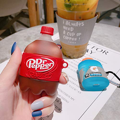 [2Pack] Alquar Silicone Airpods Case For Airpods 2/1 , 3D Cute Funny Fun Cartoon Food Character Kawaii Airpods Cover Case With Keychain For Kids Teens Boys Girls (Sport Water + Red Pepper) #TOP3