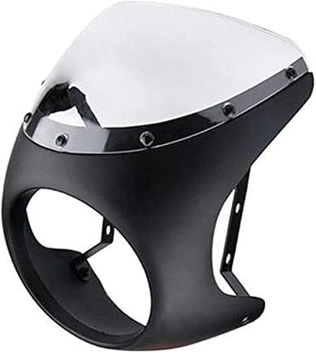 Miniatura 2 de RUSIHO - Parabrisas retro para motocicleta de 7 pulgadas para Harley Touring Cafe Racer Old School Bobber Touring Dirt Bike (Golss negro y