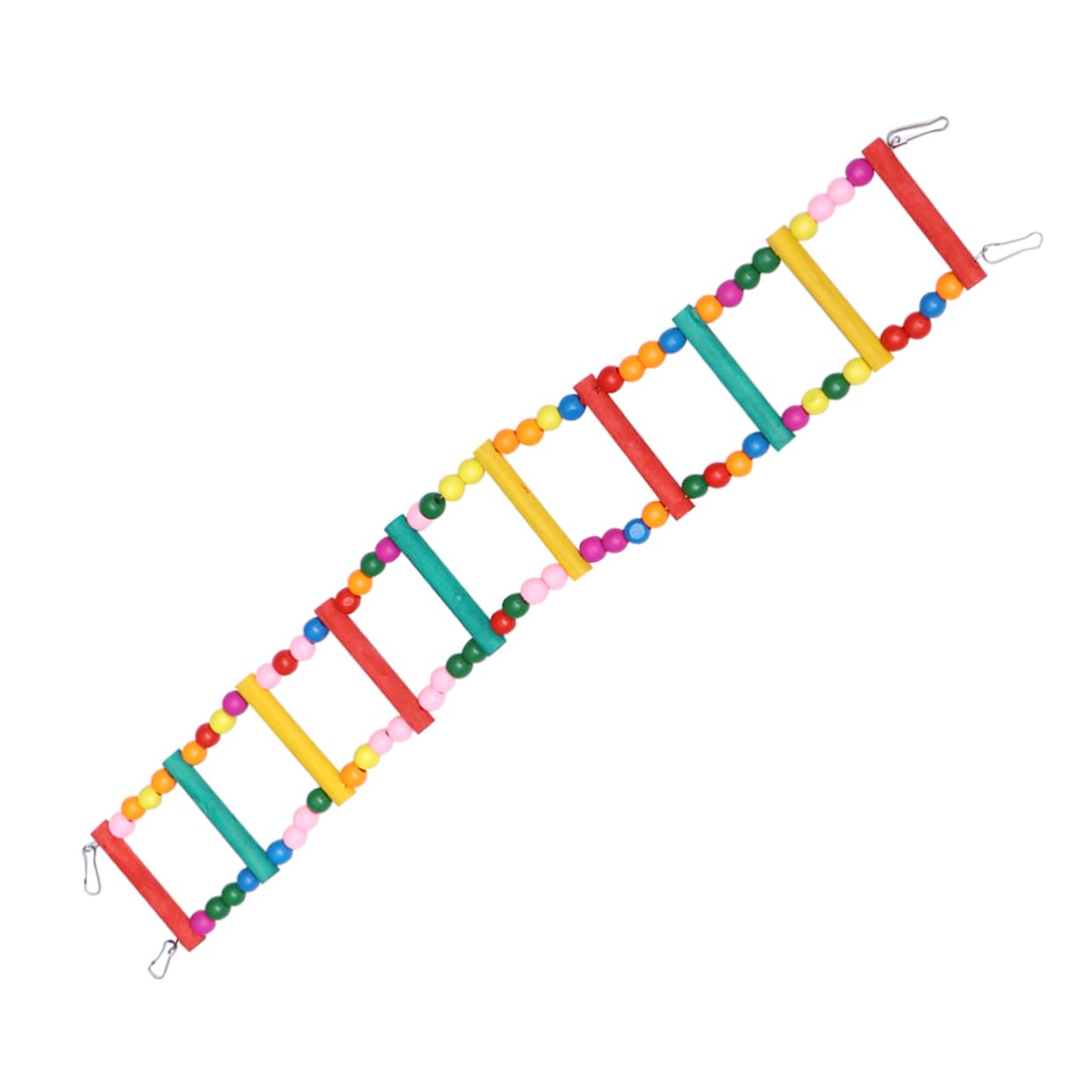 Mikikit Colorful Beads Bird Ladder for Parrots Bridge Playset for Birds Safe and Practical Exercise Accessory for Parakeets and Budgies