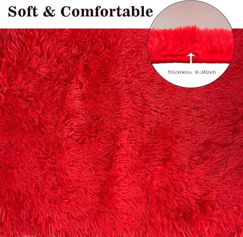 Eanpet Red Bathroom Rugs Sets 3Piece Bath Mat Solid Bath Rug Floor Mats Washable Shower Rug with U-Shaped Contour Rug Toilet Lid Cover by Eanpet - Used condition - Image 3