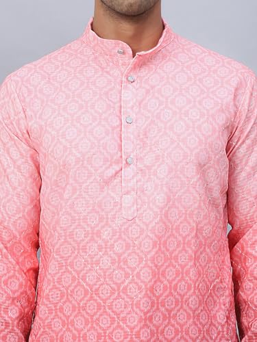 Image of Jompers Men Pure Cotton Straight Fit Ombre Kurta