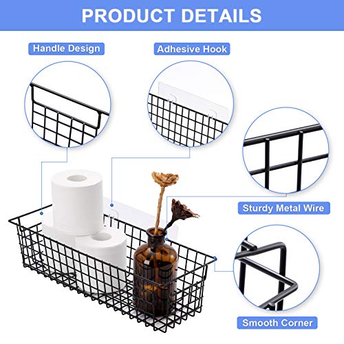 Vitviti Toilet Paper Storage With Handle, Toilet Tissue Holder, Metal Wire Storage Organizer Bins Basket, For Bathroom/Wall Mounted, Set Of 2, Black #TOP2