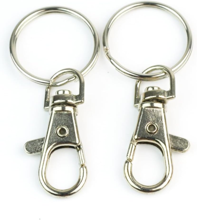 12Pcs Swivel Trigger Snap Hooks 360 Degree Iron Silver Key Chain Findings | DIY Beading Projects, Key Chains, Metal Parts, 3.8cm Size, Hook Ring Set