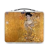 IMPRIMÉ EN FRANCE : Affichez votre style dès le déjeuner. Cette boîte est personnalisée dans notre atelier en France. Le visuel Peinture Gustav Klimt Portrait d'Adèle Bloch Bauer I Art Vintage Original Or Doré est imprimé sur une plaque en aluminium haute définition fixée sur le couvercle pour un rendu métallique brillant et durable.