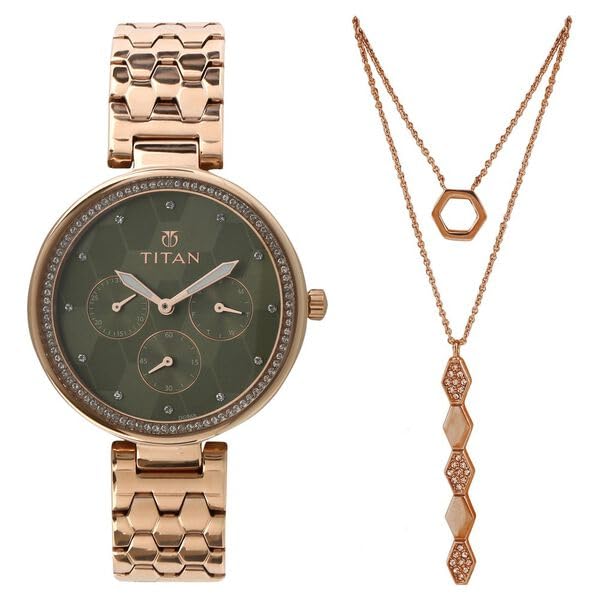 Titan Women Metal Analog Green Dial Watch-Nl95059Wm02, Band Color-Rose Gold (B075XTLVLX) Amazon Price History, Amazon Price Tracker