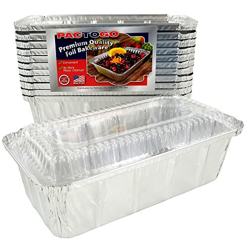 Pactogo 2 Lb. Aluminum Foil Loaf/Bread Pan Tins W/Clear Dome Lid (Pack Of 100 Sets) #TOP5