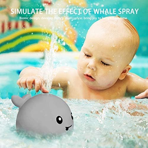 Skipose Bath toys, Whale Spray Water Squirt Toy LED Light Up Float Toys Bathtub Shower Pool Bathroom Toy for Baby Toddler Infant Kid Water Electric Sprayer (grey)