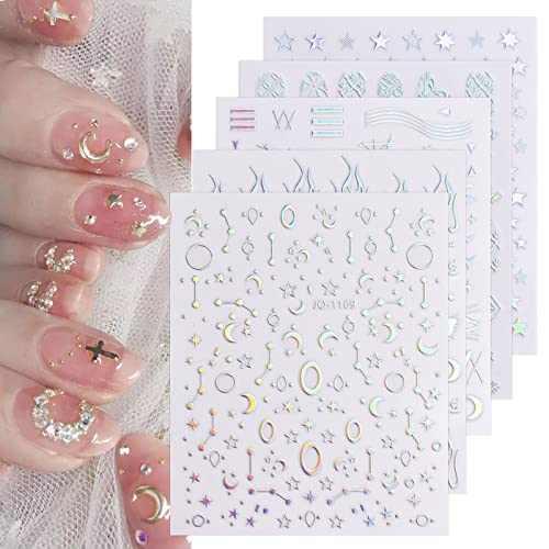 JMEOWIO Aurora Holographic Nail Art Sticker Set #TOP27