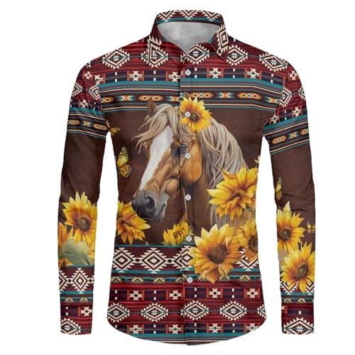 Chemise d'affaires homme à motif cheval aztèque du XS au 6XL