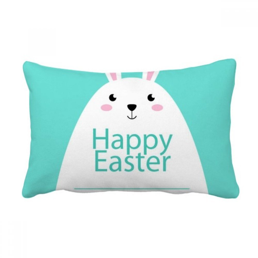 Coussin de Pâques lapin bleu 40x60 cm oreiller lombaire déhoussable multicolore