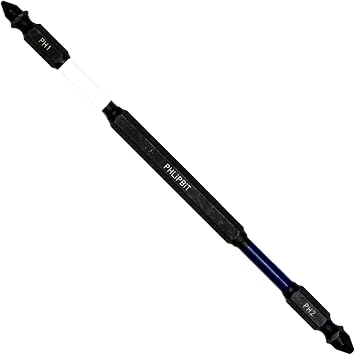 ORiGiNAL - PH1+PH2 IMPACT BiT, 6 INCH, 1pc. Double End+Double Duty, USA-6PH1PH2X1 PH1 White Drives #4/6 + PH2 Blue #8/10 Phillips Screw "ULT" MULTi S/Driver Compatible