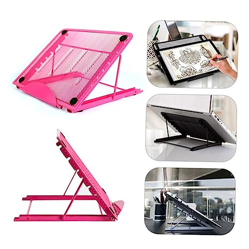HOMSFOU Soporte Ajustable para Notebook Soporte de computadora portátil Plegable enfriamiento Pararse Titular de la computadora peana Monitor estanterias Plegables Soporte para Laptop Rosa