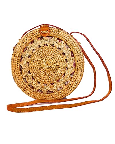 Pro@Home43® - Original auf Bali handgefertigte Damen Rattan Handtasche/Umhängetasche/Schultertasche in Geschenkbox