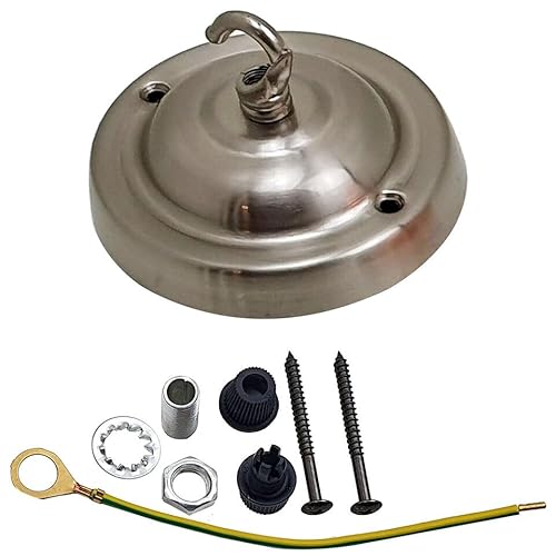 LEDSONE Ceiling Rose Hook Plate Vintage Satin Nickel Metal 10.5 cm Antique Single Out Side Fitting with Accessories for Chandliers Pendant Lights Wall Lamps Hanging Lights Planters Decorations - Image 5