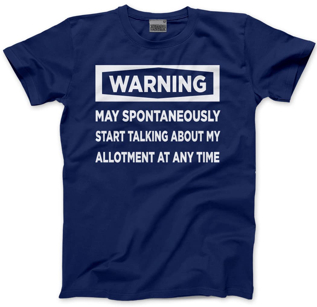HotScamp Warning May Start Talking About My Allotment - Mens and Youth Unisex T-Shirt - Funny Allotment Gardening XL Navy