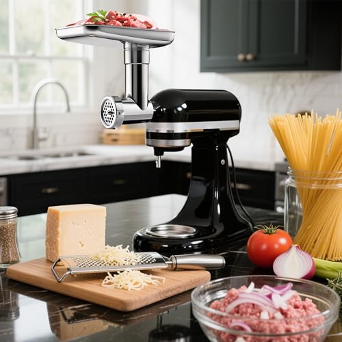Image of Stainless Steel Meat Grinder Attachment for KitchenAid Mixers | For KitchenAid Mixers of All Models, Sausage Stuffer, Food Processor, Dishwasher Safe, Heavy Duty, Mixer /Machine NOT Included