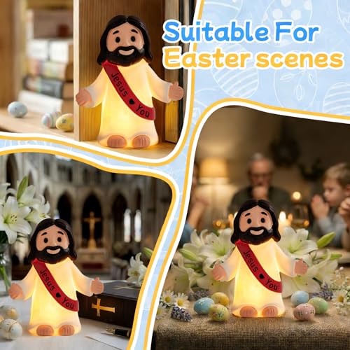 Figura de Jesús en resina con luz nocturna para mesa miniatura 6