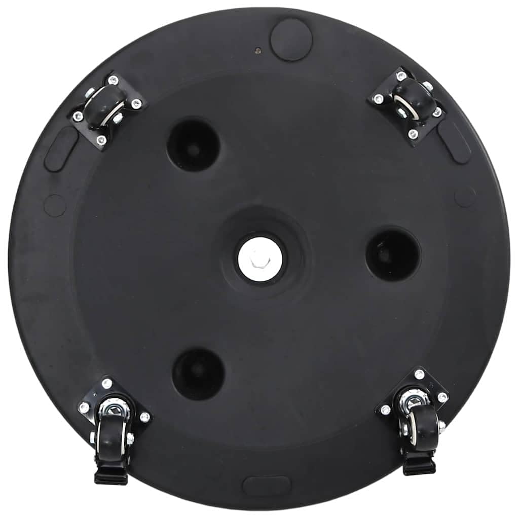 Base de sombrilla Art Deco Negro Ø 45 x 39,5 cm de hierro y polietileno, diseño circular con ancho ajustable, relleno de hormigón y 4 ruedas incluyendo 2 bloqueables para estabilidad